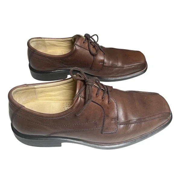 Classic Brown Leather Lace Up Oxford Dress‎ Shoes Johnston & Murphy Mens 9.5M