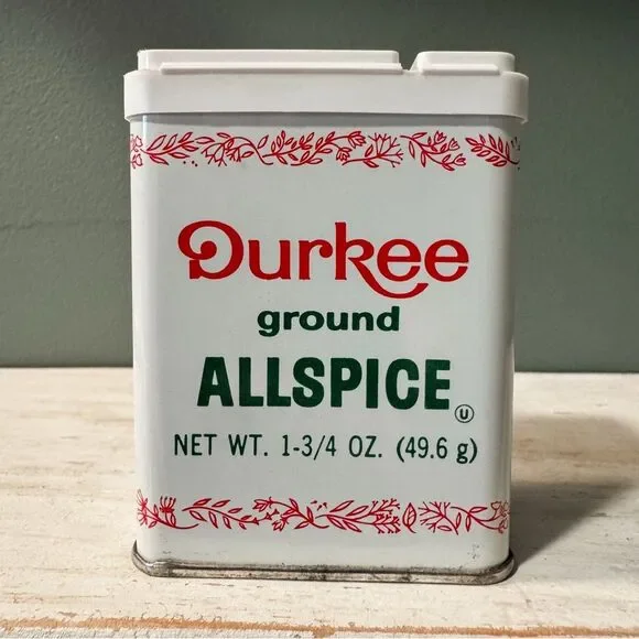 Vintage Durkee Ground Allspice Metal Spice Container Tin | Cottagecore Decor