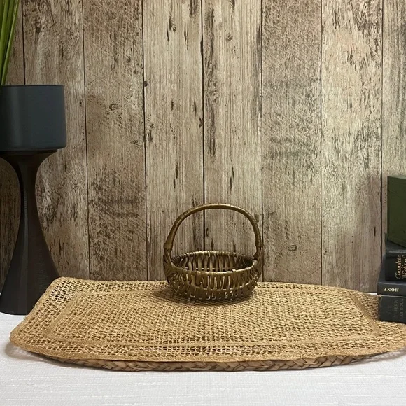 Vintage Mini Wicker Basket With Handle | Rustic Farmhouse Cottage Decor