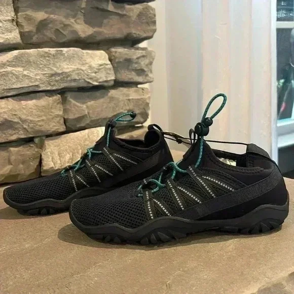 All In Motion Water shoes, mesh upper,bungee cord tie, pull tab,rugged sole