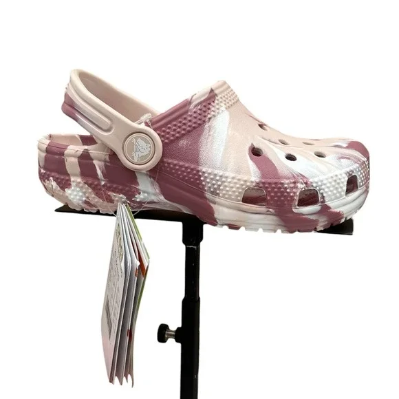 Crocs Youth Girls Marbled Classic Watercolor Clogs Size J1 Slip-on Water Sandal