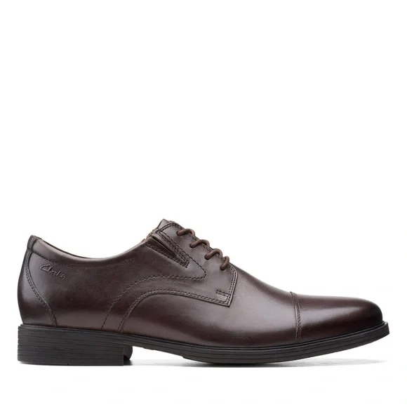 Clarks • Whiddon Cap Mens Oxfords in Dark Brown Leather