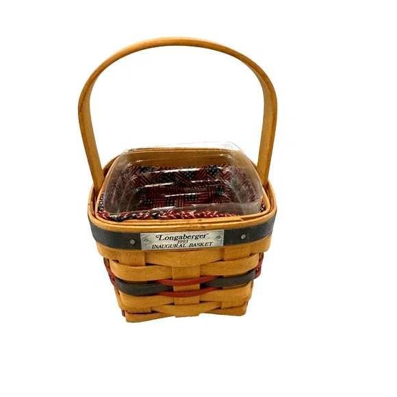 1993 Longaberger Inaugural Basket w/Flag Liner & Protector 5
