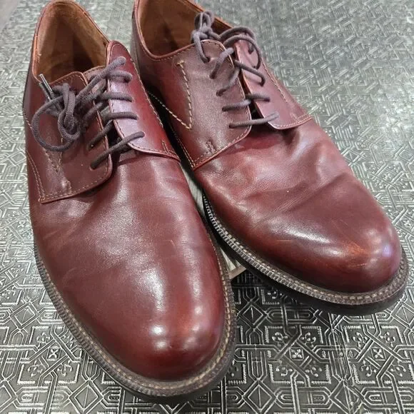 🐢 ECCO Lisbon Plain Toe Cognac Brown Leather Oxford Shoes. Size EU42 US8-8.5