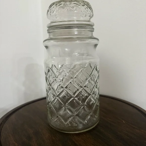 Vintage Planters Mr. Peanut Glass Jar with Lid - Diamond Pattern 8