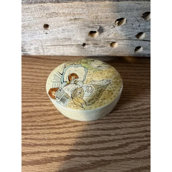 Peter Rabbit Hand Painted Trinket Box Vintage Signed Afzal Abdulla