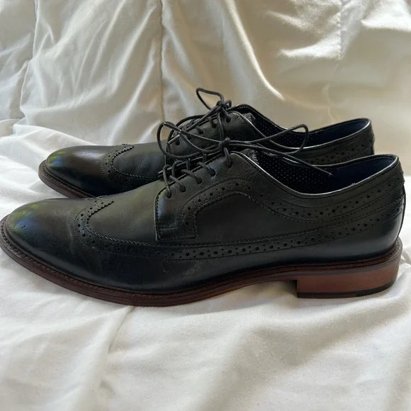Aston Grey‎ Men's Lovorwen Wingtip Oxfords Size 11.5 Dress Shoes Black Leather
