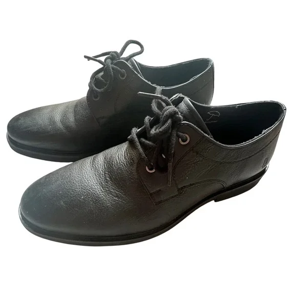 Hush Puppies Mens Black Leather Lace Up Oxford Shoes Size 10.5 Comfort‎ Bounce