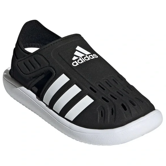ADIDAS Closed Toe Water Sandals Velcro Black & White Kid’s Size 2 NEW
