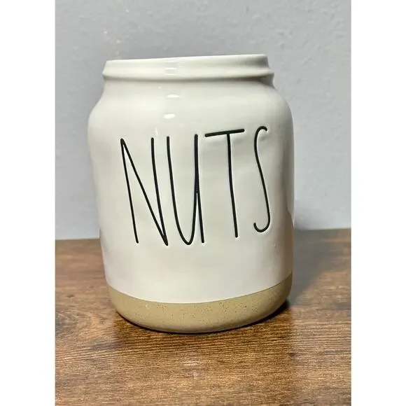 Rae Dunn by Mageneta 5” “NUTS” Ceramic Canister White- No Lid