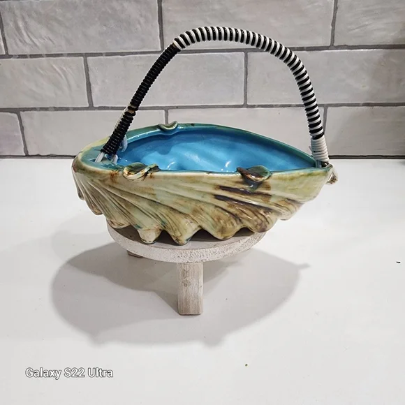 Vintage JAPAN Ashtray Basket, Glazed Ceremic