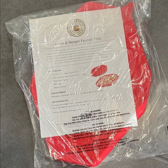 15”x10.5”x1” Pizza & Burger Silicone Freezer Tray Makes Four 5” Pizzas