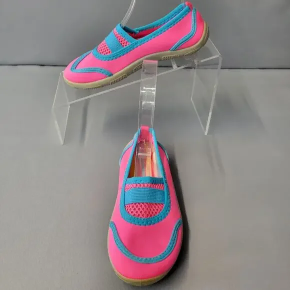 Athletic Works Water Shoes Girls Youth 11-12 Mesh Soft Bright Pink Blue Fast Dry
