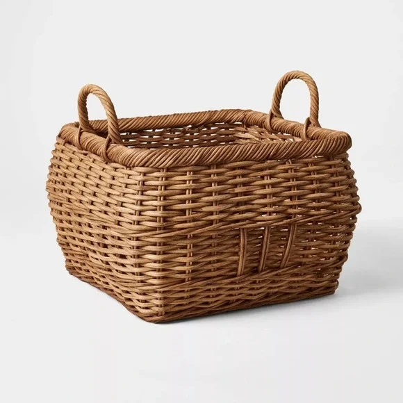 Medium Square Rattan Harvest Basket Brown - Threshold Studio McGee, Target