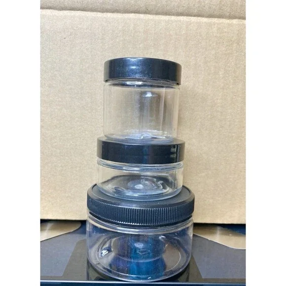 26 Plastic Storage Jars w/ Black Lids | Mixed Sizes 2oz & 4oz | BPA-Free PETE