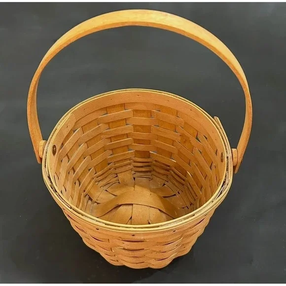 1995 Longaberger Small Gathering Basket Swing Handle Handwoven USA Basket EUC