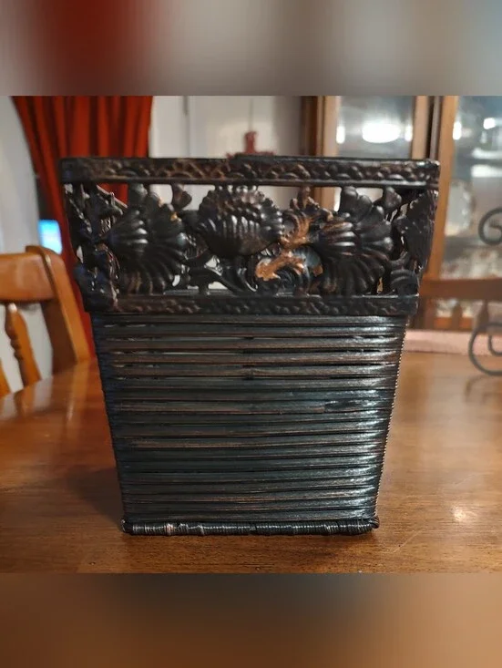 Decorative Woven Accent Planter Basket in Dark Brown