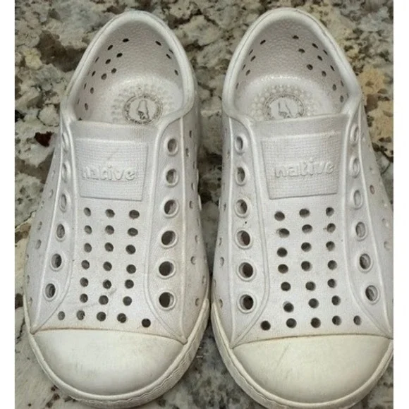 Native Jefferson Kids Shoes Shell White Slip On Sneakers C6