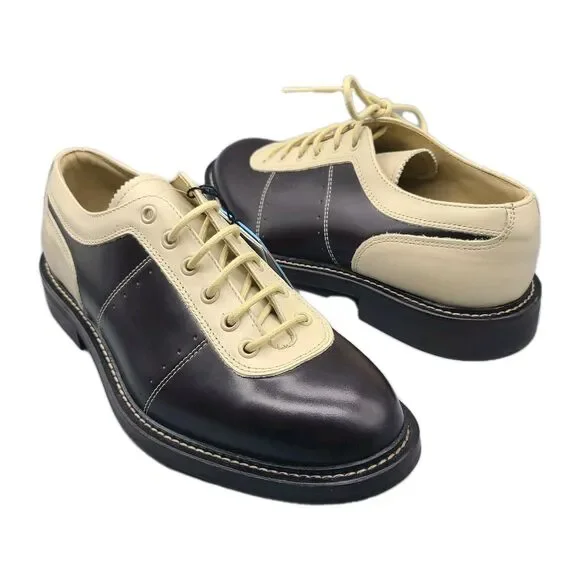Zara x Harry Lambert Leather Brown cream Oxford lace-up Shoes Size 41 US 8 new