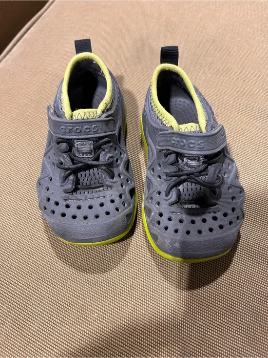CROCS Kids' Gray and Yellow Water-Ready Slip-On Shoes