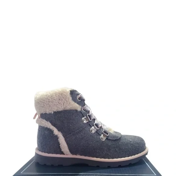 DR SHOLLS Kids Be Enchanted gray winter lace up boots