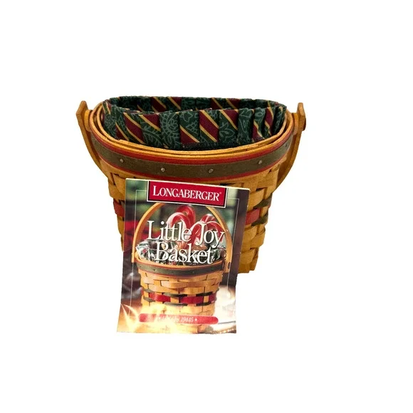 1998 Longaberger Little Joy Basket w/Plaid Liner & Protector 5