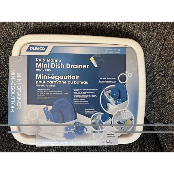 New! Camco RV Mini Dish‎ Drainer & Tray White Camper