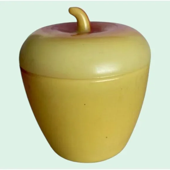Hazel Atlas Apple Jam Jelly Jar 1940s 50s Vintage Milk Glass Kitchen Canister