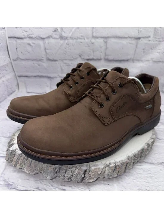 Clarks Ronnie Walk GTX Shoes Mens Size 12 Brown Nubuck Gore-Tex Active Air