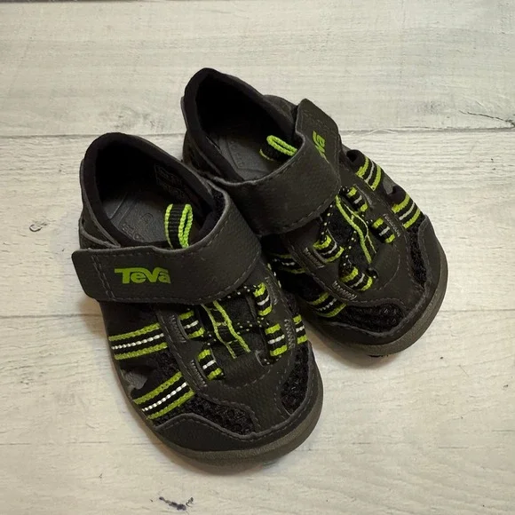 Teva baby toddler water sport sandals black‎ green size 2
