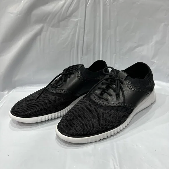 Cole Haan 2.Zerogrand C25259 Oxford Men's US 9 Black Knit Formal Shoes EBS1168
