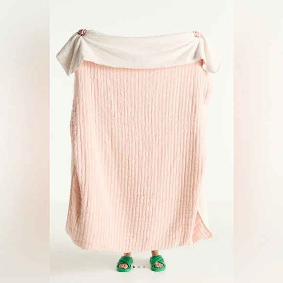 Anthropologie Mira Cotton Sherpa Fleece Reverse Woven Throw Blanket, NWT
