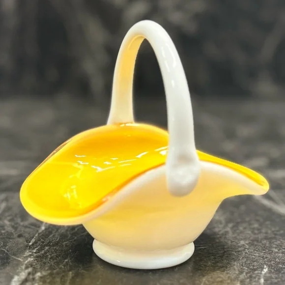 Small White and Yellow Basket