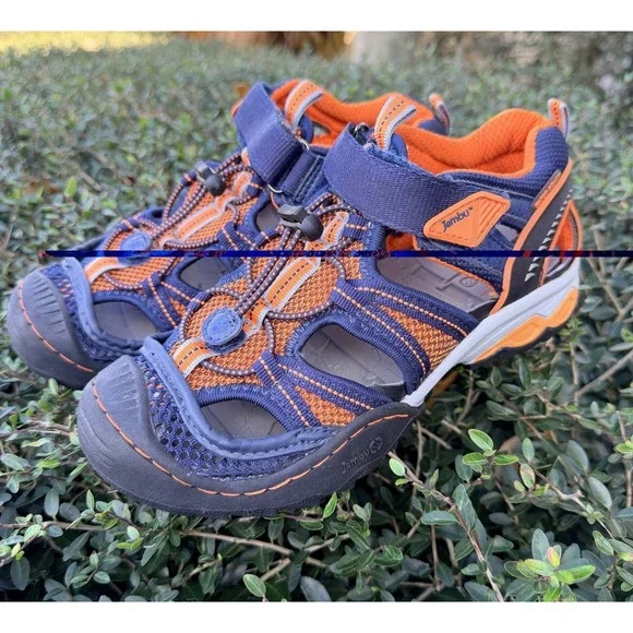 Jambu Piranha Closed-toe Sandals Water Shoes Hiking Navy‎ Orange Kids Sz 3