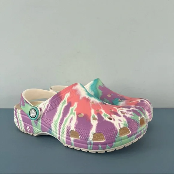 Crocs‎ Classic Tie-Dye Graphic Slip On Kids Clogs