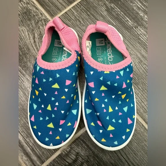 Speedo Toddler Aqua and Pink Patterned Water Shoes