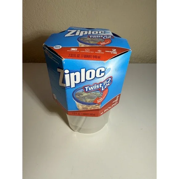 Ziploc Twist n Loc 2 Medium (32 Oz) Round Containers & Lids NEW