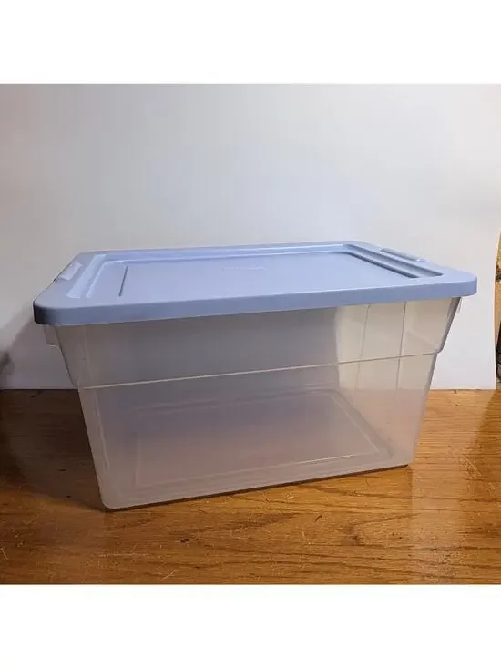 Vtg Rubbermaid 2222 Keepers 19.5 Qt Clear Blue Box Storage Tote Container 1990