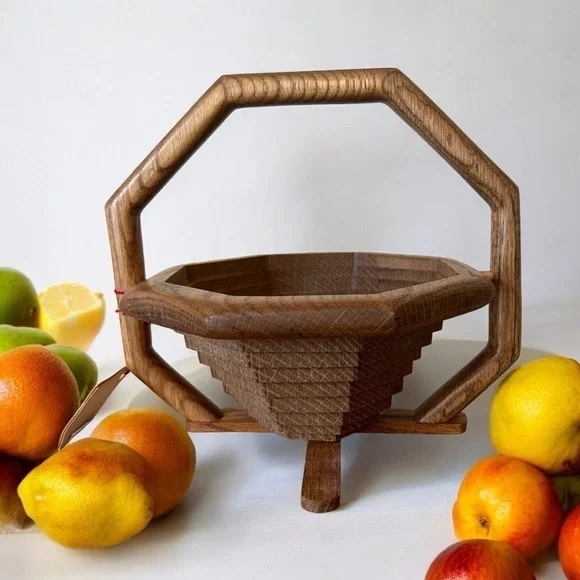 Coquette Creations Collapsible Wooden Handmade Octagon Trivet Basket