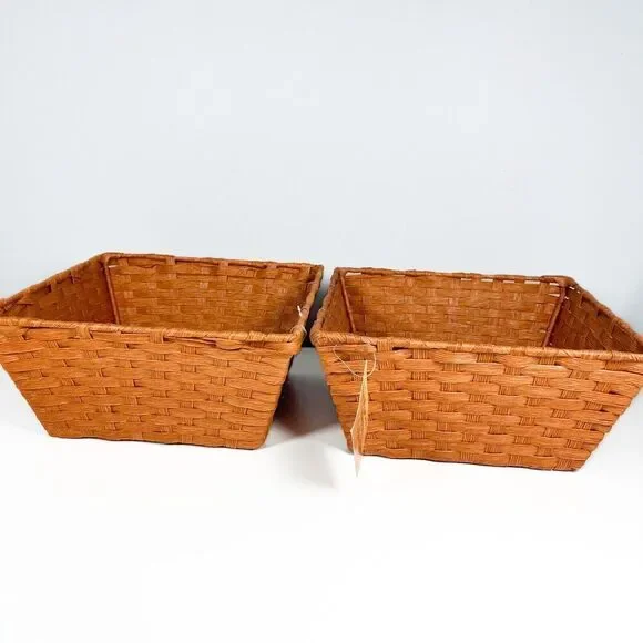 Harvest Home Collections Orange Baskets 10” By 10” Used W/Tags