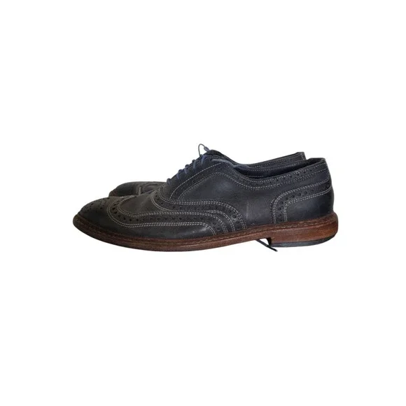Allen Edmonds Neumok Gray Leather Wingtip Oxfords Preppy Dress Shoes Sz10D