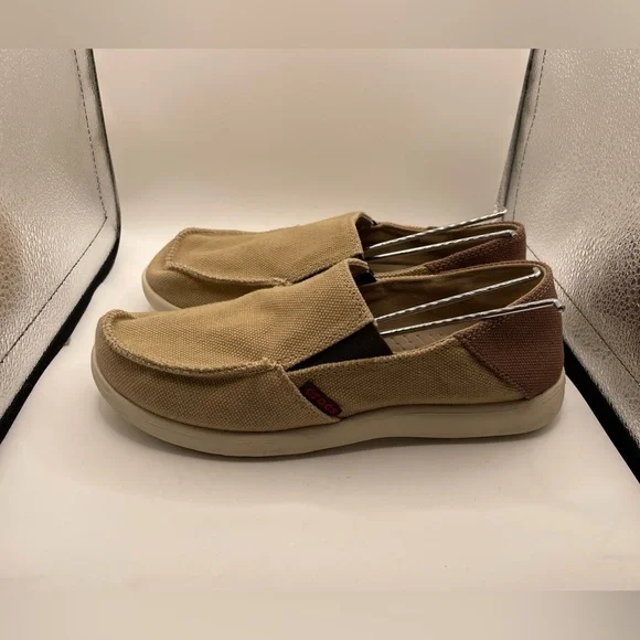 Crocs Santa Cruz Casual Tan and Brown Slip-On Shoes size 5