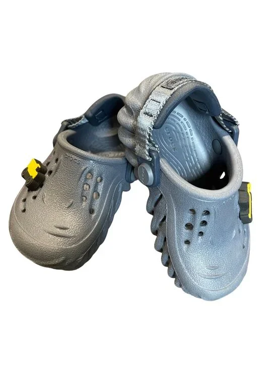 Crocs Echo Clog Toddler Boys Size 5 Construction Truck Jibbitz Gray Waterproof
