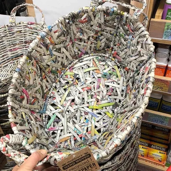 Trader Joe's Recycled Newspaper Hand Woven Basket