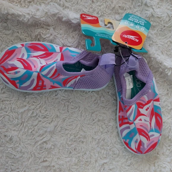 Speedo Kids' Water Shoes Purple Vibrant Pattern Beach Pool Vacation Lake (S 5-6)