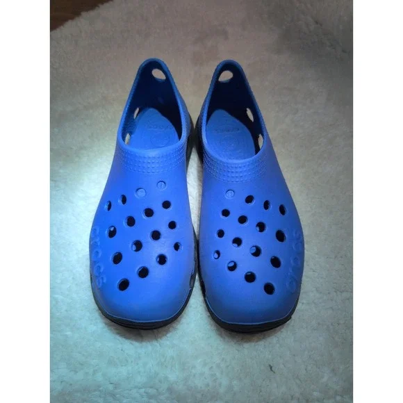 Crocs Duet Orb Unisex Kids Youth Junior Sz 4 Blue Clogs Slip On Water Shoes EUC