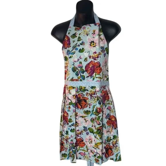 Vera Bradley short apron kitchen cooking baking floral dopamine