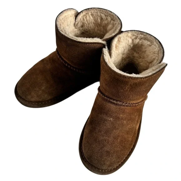 BearPaw Kids Winter Boots Brown Fur Suede Shoes Size T9