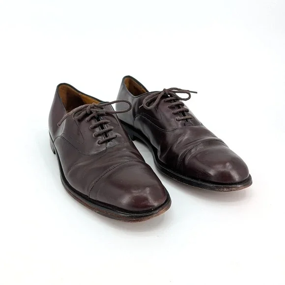 Cole Haan Mens 11‎ D Burgundy Leather Cap Toe Oxford Dress Shoes - Distressed