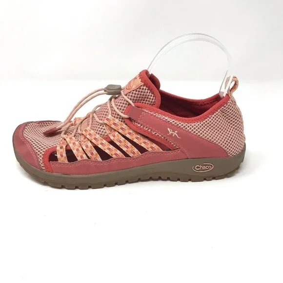 Chaco Kids Outcross Water Shoes Size 6 Red Orange Bungee Lace J180034 Quick Dry